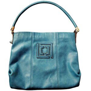 Liz Claiborne Shoulder Bag Purse Handbag Women Blue Faux Leather Medium Zip Fall